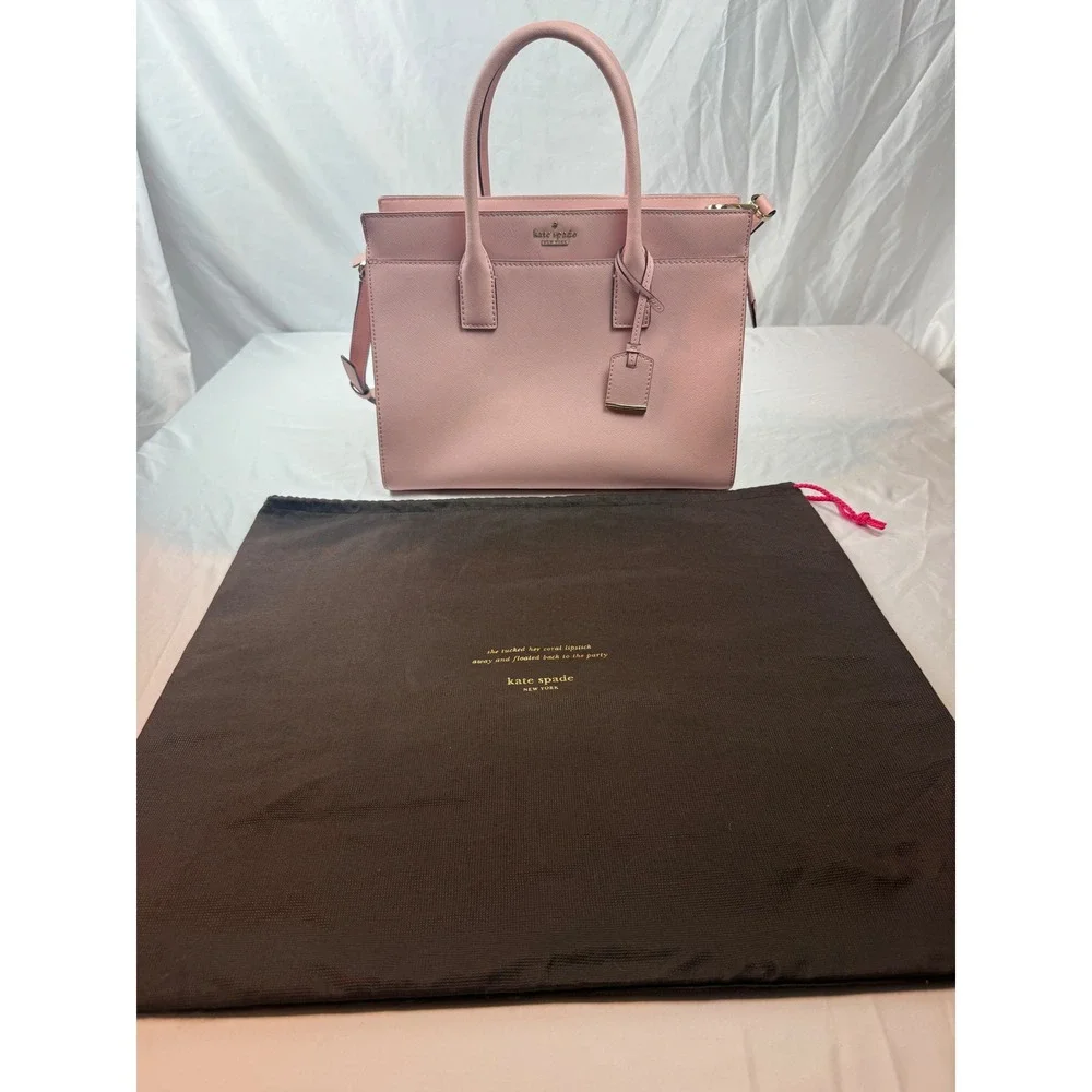 Kate‎ Spade Pink Saffiano Leather Satchel Crossbody Bag Dust Bag #mc